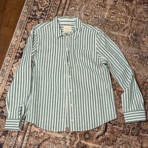 Sezane Tomboy Shirt Ecru Green Stripes - Size 4